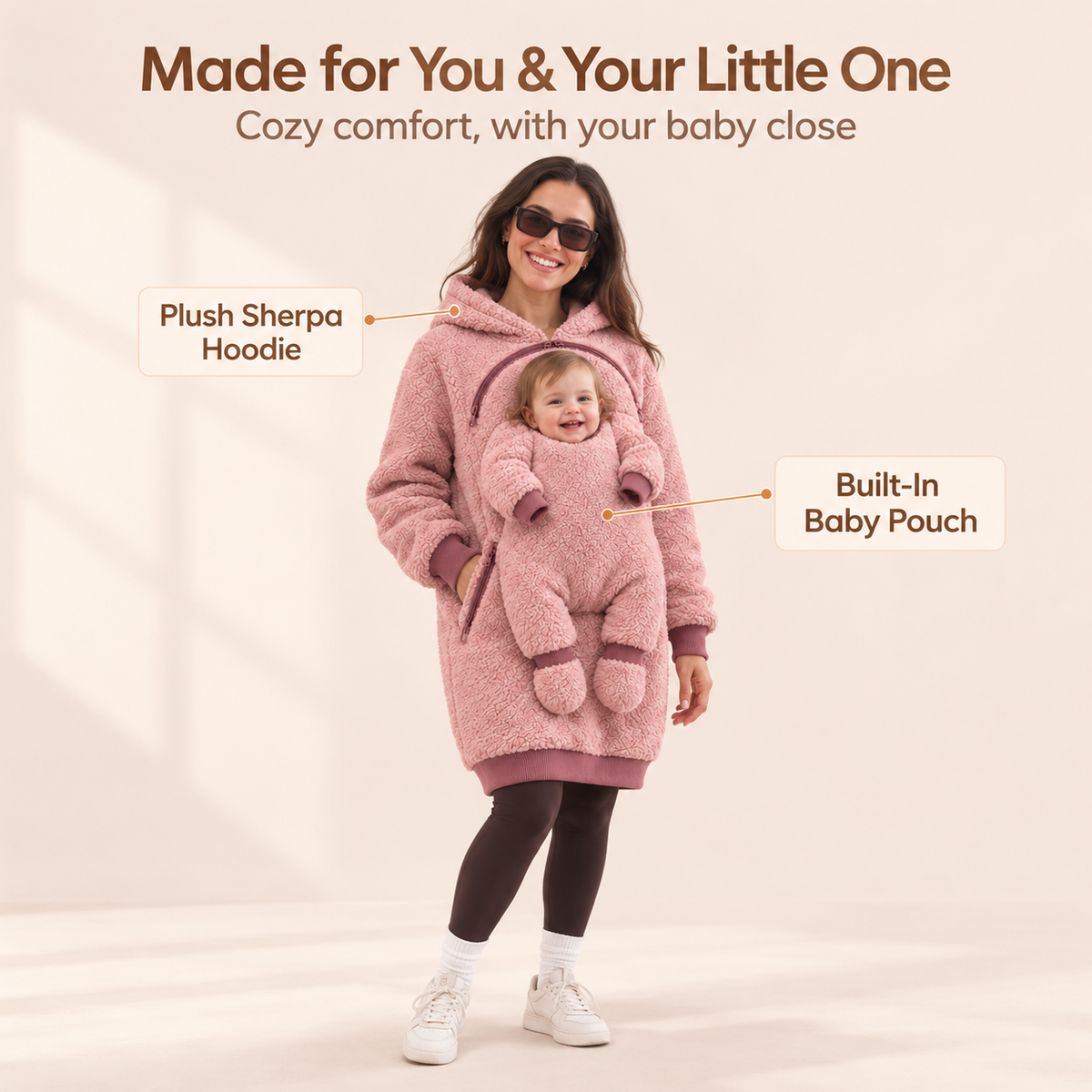 Pink Nest Hoodie babywearing hoodie with built-in baby pouch