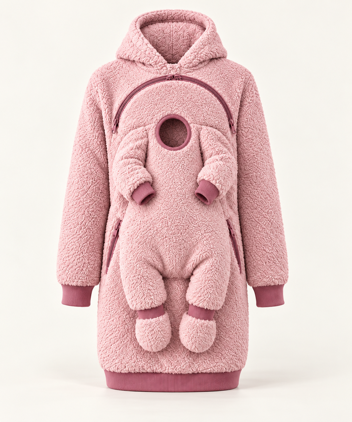 Pastel pink Nest Hoodie with baby pouch